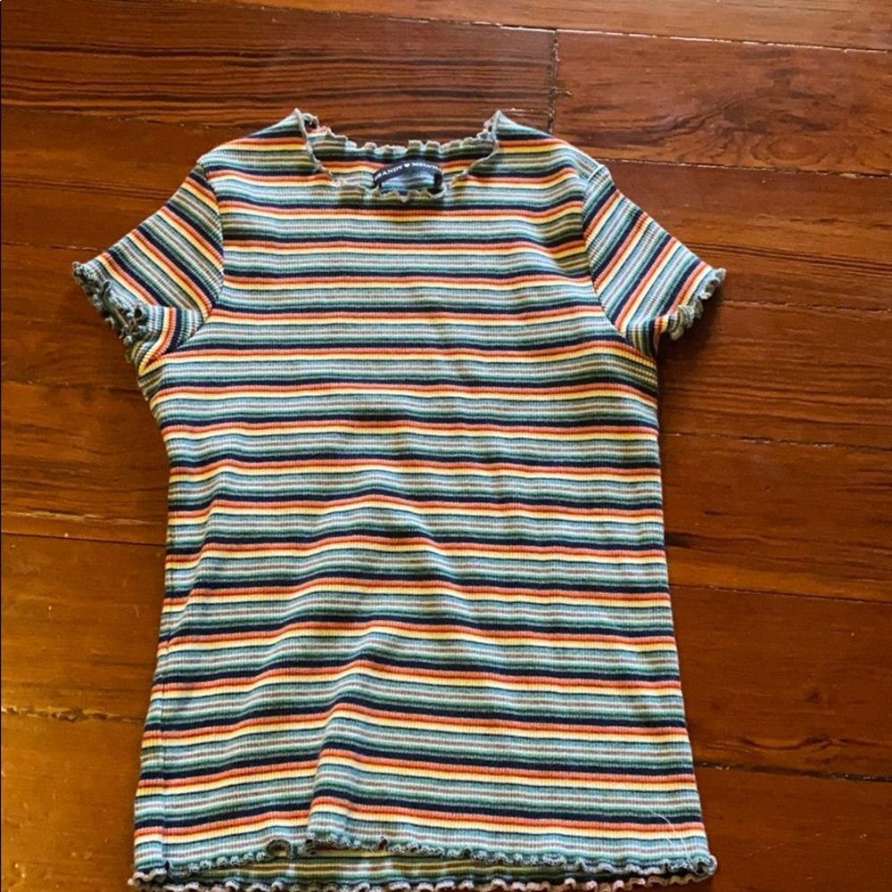 lettuce edged rainbow stripe tee